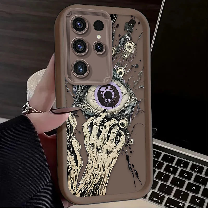 Terror Devil Eye Hand Phone Case For Samsung Galaxy S25 Ultra S24 S23 S22 S21 Plus FE A56 A36 A26 A16 A06 A15 A25 A35 A55 5G TPU