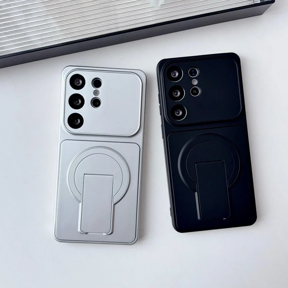 Magnetic Fold Holder Case For Samsung Galaxy S26 S25 S24 S23 S22 S21 Plus Ultra FE Stand Shockproof Big Window For Magsafe Cover