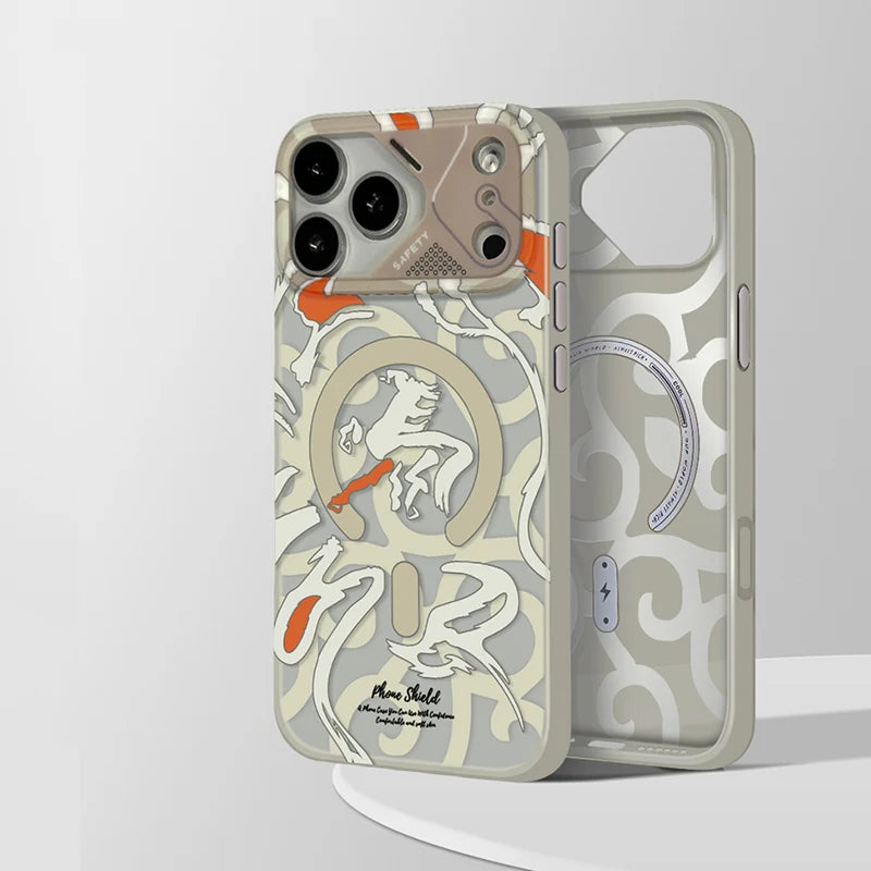 Trendy Graffiti For Magsafe Phone Case For iPhone 17 17Pro Max 16 Pro Max 15 Frosted Wireless Charging Matte Protective PC Cover
