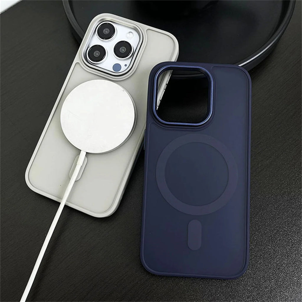 Magnetic Translucency Case Fashion Matte Frosted Magsafe Splice Color Cover For iPhone 16 15 14 13 12 11 Pro Max 16 Plus