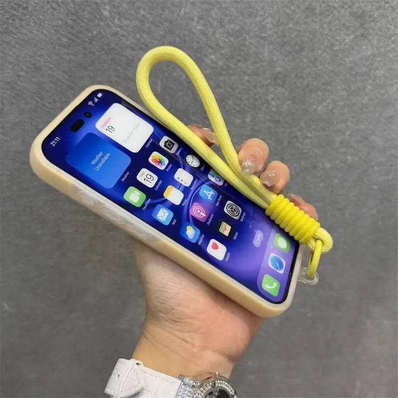for Magsafe Candy Contrast Lanyard Magneti Case for iPhone 17 16 15 Pro Max 14 Plus 11 12 13 17 Air Hand Wrist Strap Matte Cover