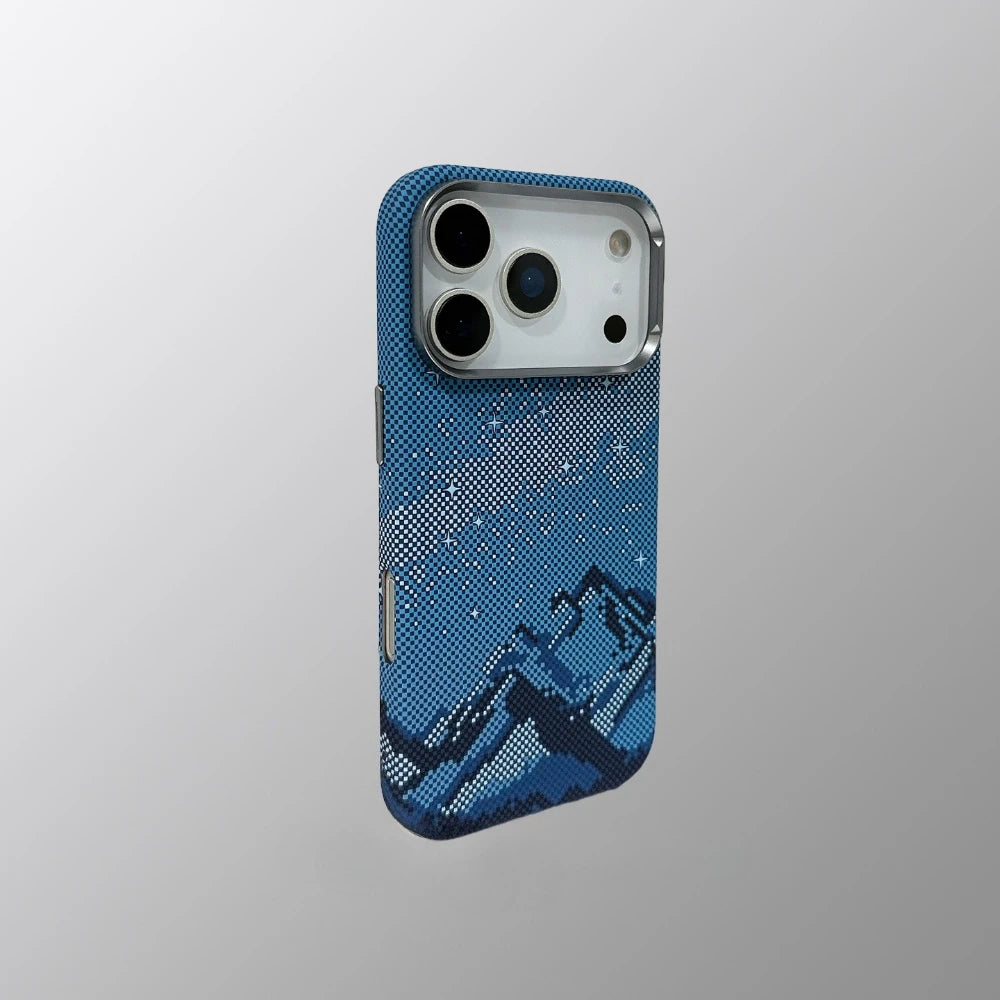 Magnetic Snow Mountain Case Cover for iPhone 17 16 Pro Max Matte Relief Hard PC Shell Camera Lens Protection Phone Capinha Funda