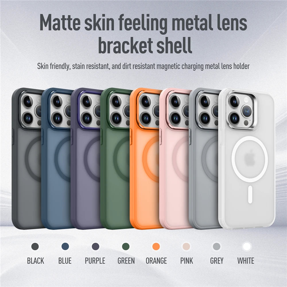 Magnetic Metal Lens Stand Holder Case For iPhone 12 11 Pro Max 12 Mini 12Pro 11Pro Magsafe Matte Skin Wireless Charging Cover
