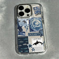Blue Ocean Whale and Jellyfish Pattern Electroplated Lens Frame Transparent Phone Case Suitable for Iphone17 Air Pro Max Iphone16 15 14 13 12 11 Air Plus Pro Max Series