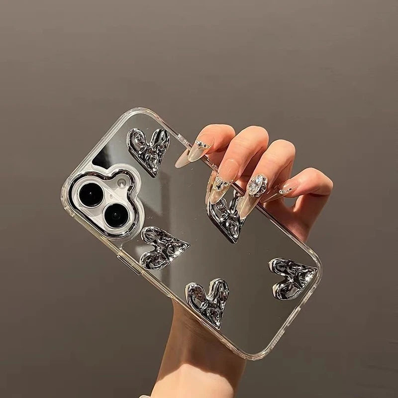 Luxury Kitty Bowknot Make Up Mirror Metal Camera Phone Case for iPhone 17 16 Pro Max 15 Pro 14 Plus 16 13 12 11 Pro XS XR SE 2 3