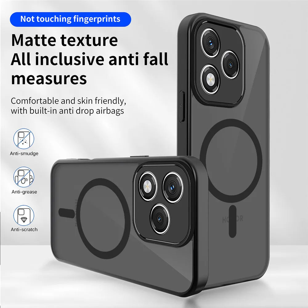 Magnetic Phone Case For Honor 600 Lite 400 Pro Smart X8D X8C X6C X7C X7D X9C X9D Magic 7 8 Lite Matte Acrylic Shockproof Cover