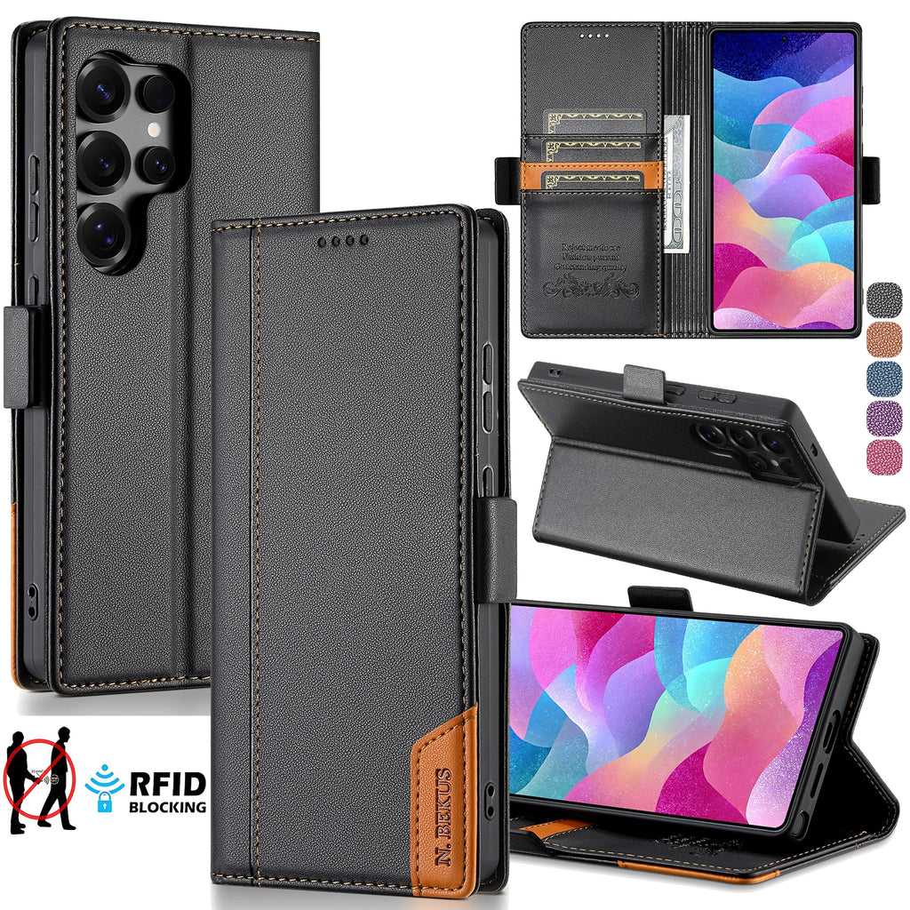 Business Leather Flip Case For Samsung Galaxy S25 S24 S26 Ultra S23 S22 S21 S20 Plus FE S25Edge S10 Magnetic Wallet Card Cover