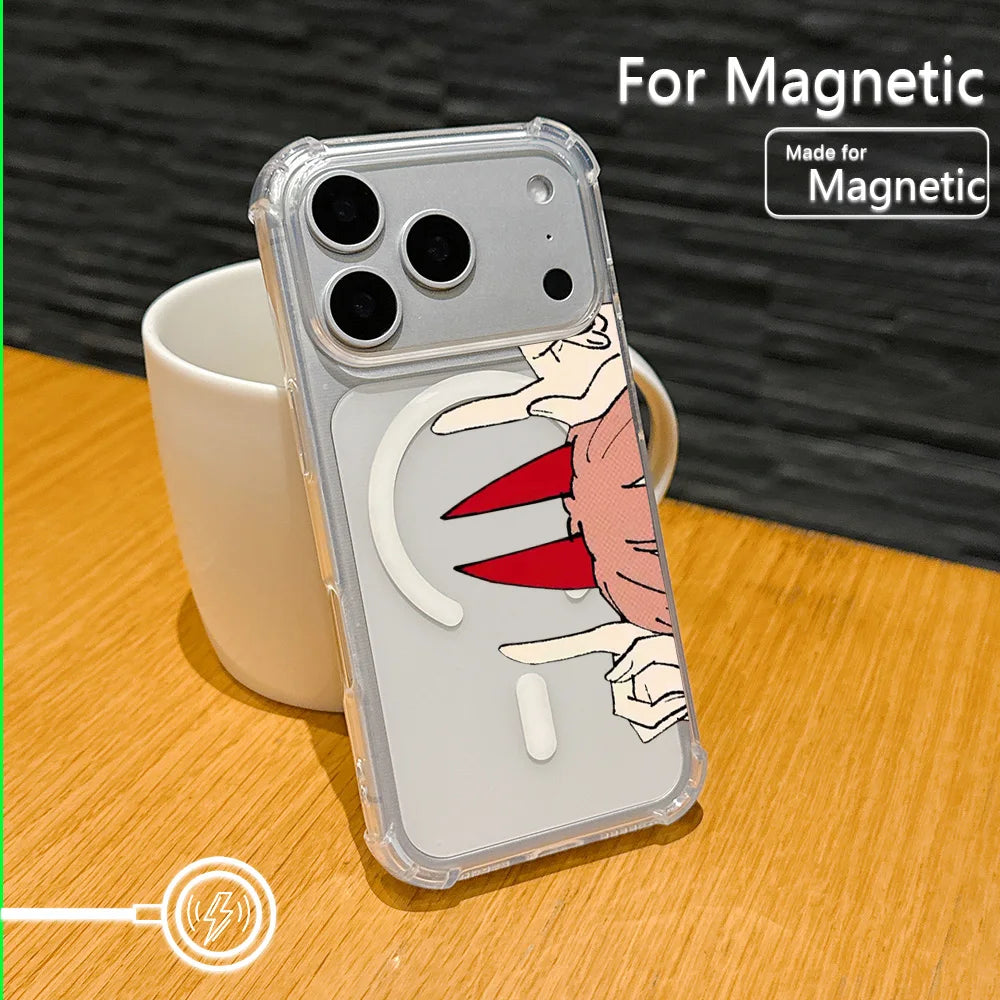 C-Chainsaw-ManS MAKIMA Magnetic Phone Case for iPhone 17 16e 16 15 14 13 12 11 Air Plus Mini Pro Max X XR XSMax Clear Anti Fall