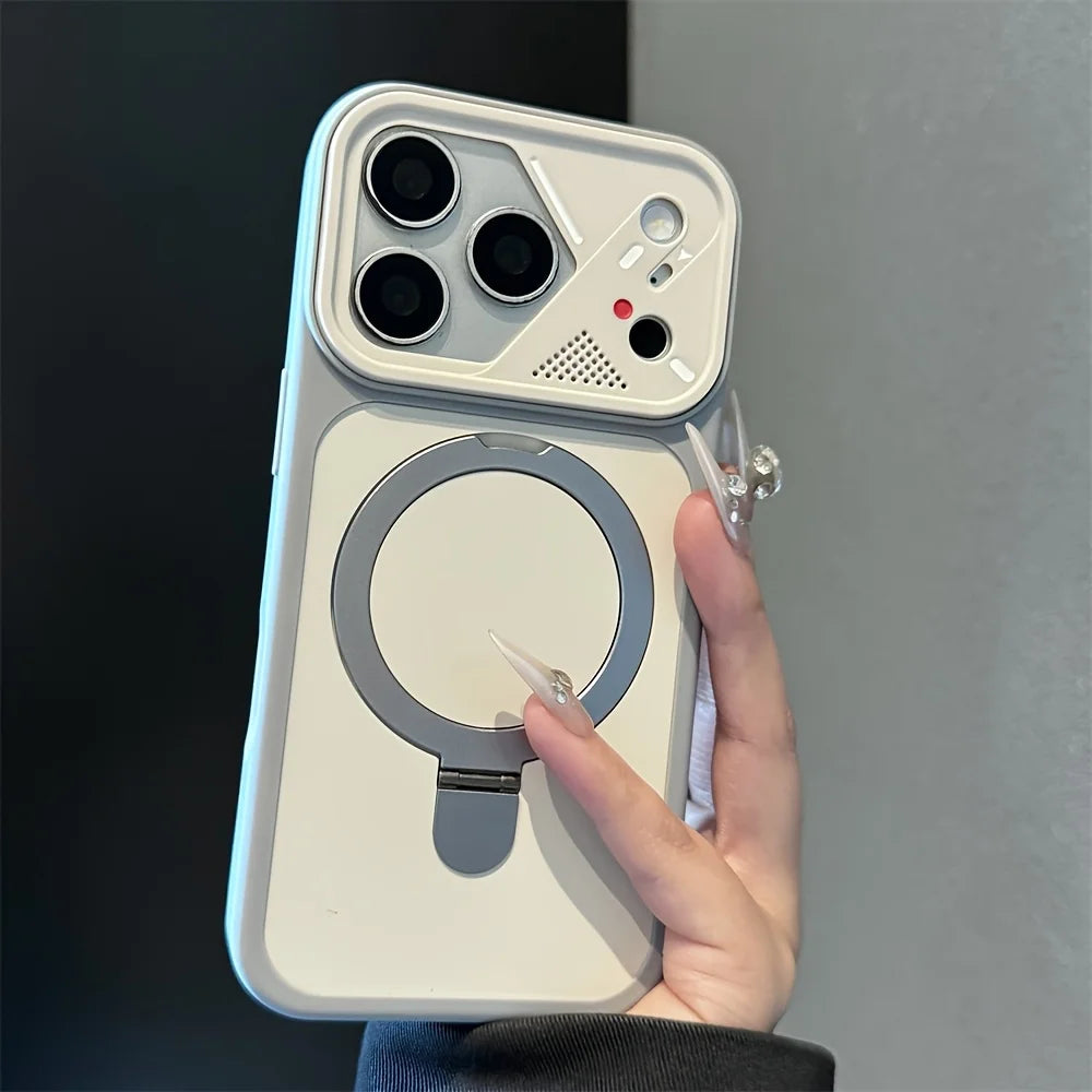 Armor Metal Ring Bracket For Magnetic Phone Case For iPhone 17 Air 16 15 14 Plus 13 12 11 17 Pro Max Matte Bumper Cover