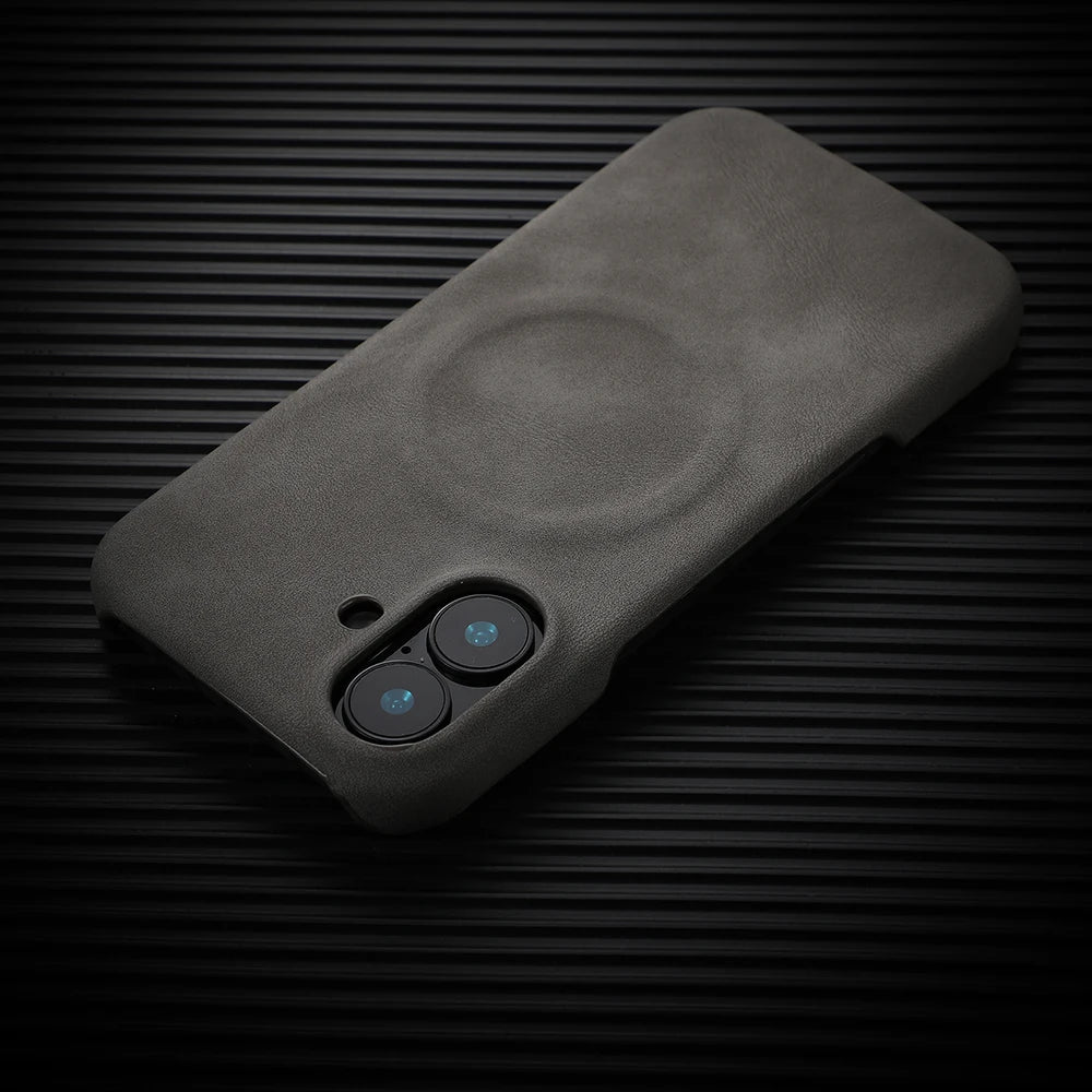 Luxury Sheepskin Leather Magnetic Phone Case for iPhone Air 12 13 14 15 16 17 Pro Max 15pro Charging Business For MagSafe Cover