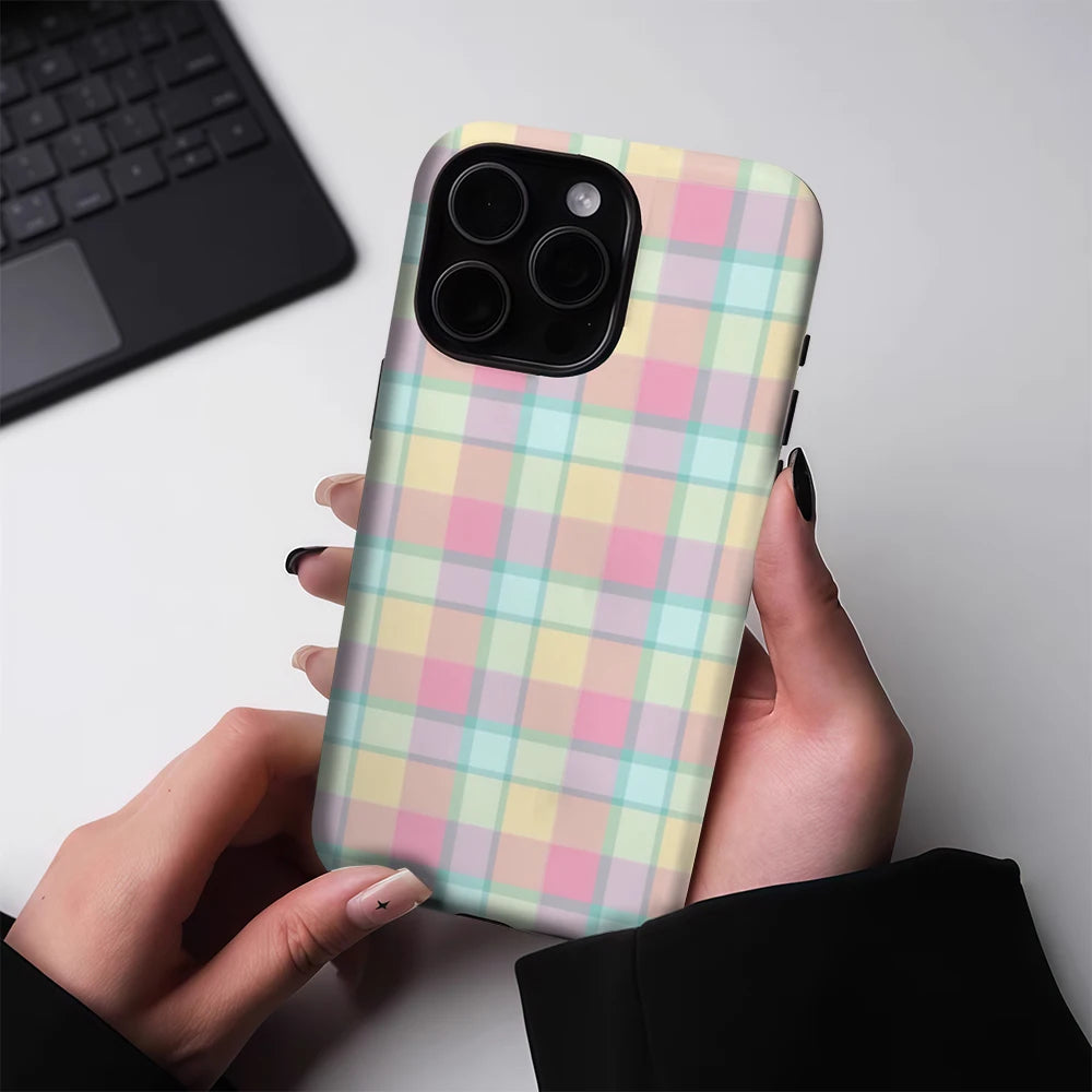 Pastel Plaid for IPhone17 Must for Magnetic Phone Case for IPhone 17 16 15 14 13 Pro Max Plus Single Double-layer Tough Case