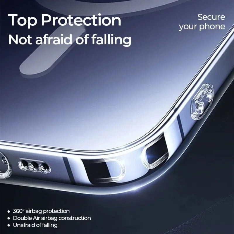Original Transparent Hard Magnetic Case For iPhone 17 Air 16 15 14 13 12 11 Pro Max Plus For Magsafe Silicone Frame Clear Cover