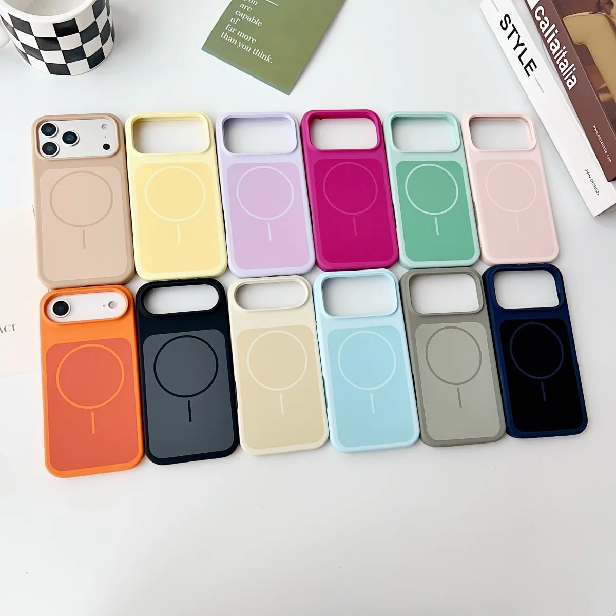 Official Liquid Silicone For Magsafe Double Color Phone Case For iPhone 17 Air 16 15 14 Pro Max Magnetic Wireless Charge Cover