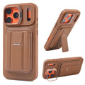 Luxury Folding Stand Wallet Card Slot With Rotating Holder Case For Phone 17pro 17 Pro Max Shockproof Back Cover