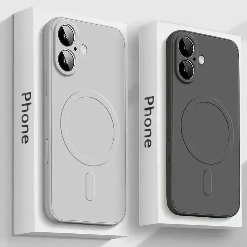 Luxury Magnetic Liquid Silicone Soft Phone Case For IPhone 16 15 14 13 12 17 Pro Max Magnetic Wireless Charging Cover