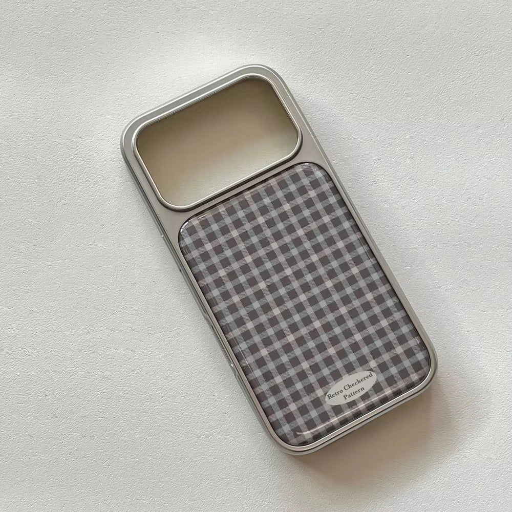 Fashionable Checkered Pattern Electroplated Drip Glue Phone Case For iPhone 17 Air 16 Pro Max 15 14 Plus 13 12 Pro 11 Back Cover