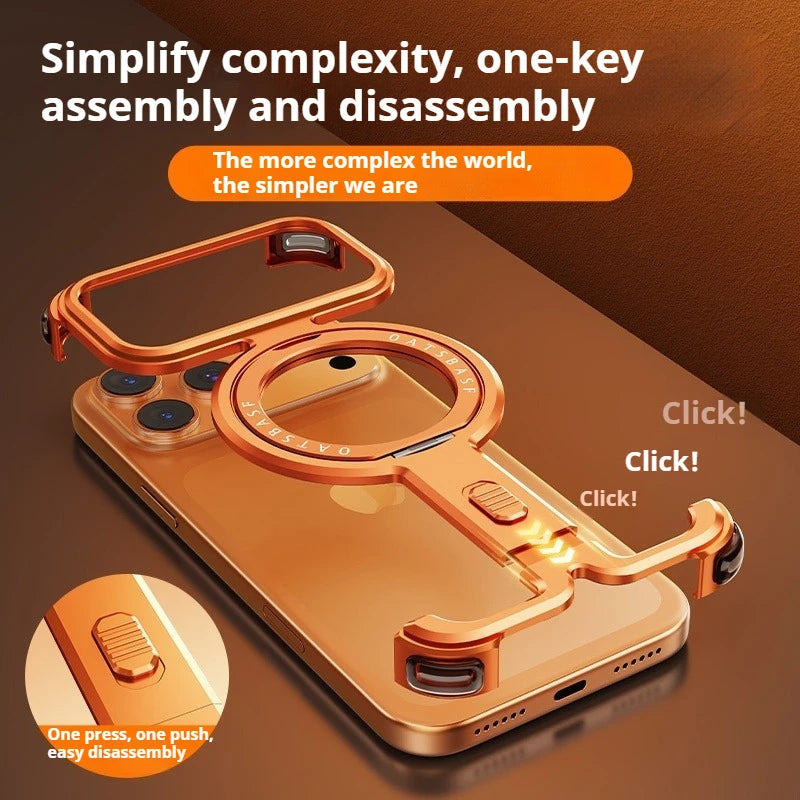 Eary for iPhone 17 Pro Max 17 Pro Phone Case Magnetic 360°Rotation Stand Frameless Shell for Magsafe Shockproof Protector Cover