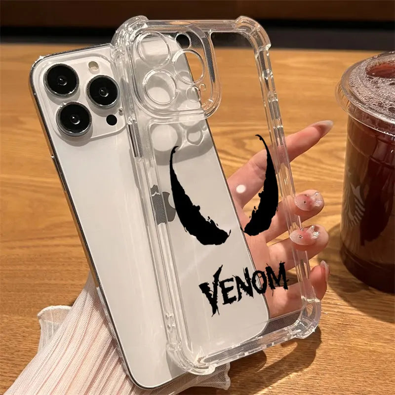 Marvel Hero Spiderman Venom Cool Clear Case For iPhone 17 16 15 14 13 12 11 Pro Max 16e 17e Air 13 15 Plus XS XR 7 8 Phone Cover
