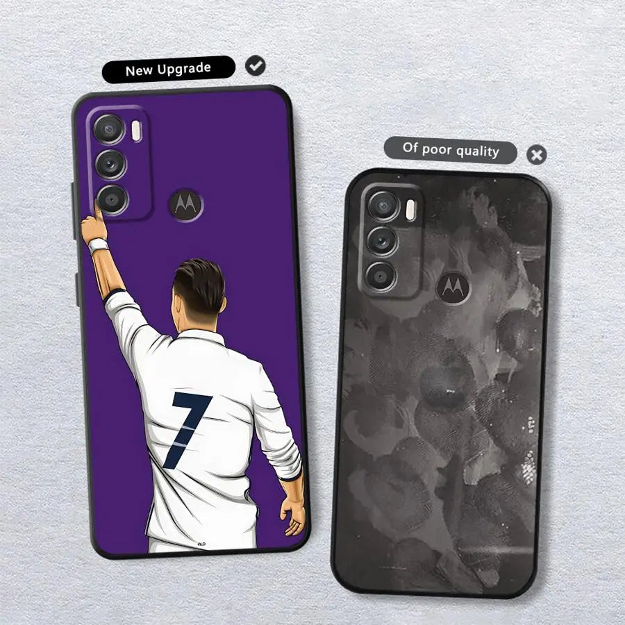 Football Star Numbers Phone Case for Motorola Moto G73 G60 G22 G71 G52 G53 Edge 40 30Pro 20 G50 G30 G72 G51 Soft Cover