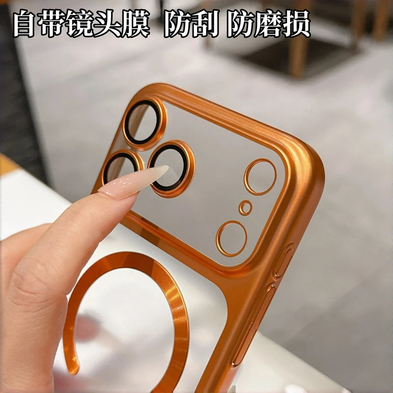 Luxury Matte For Magsafe Transparent Phone Case For iPhone 17 Pro Max Air 11 12 13 14 15 16 Plus Magnetic Bumper Hard PC Cover