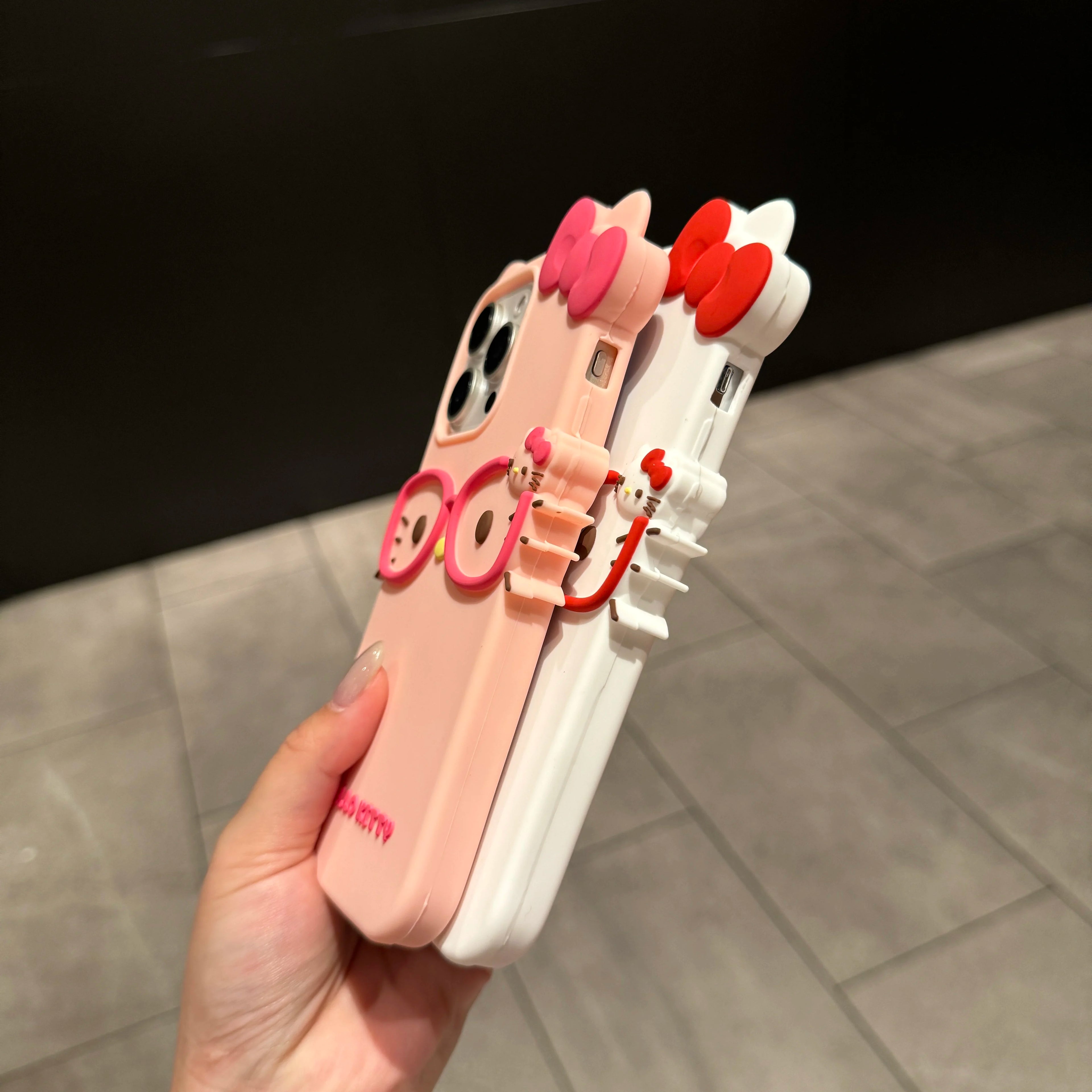 Sanrio 3D Cartoon Glasses Hello Kitty Phone Case For iPhone 17 16 15 14 11 13 12 Pro Max Cute Phone Case Soft Silicone Cover