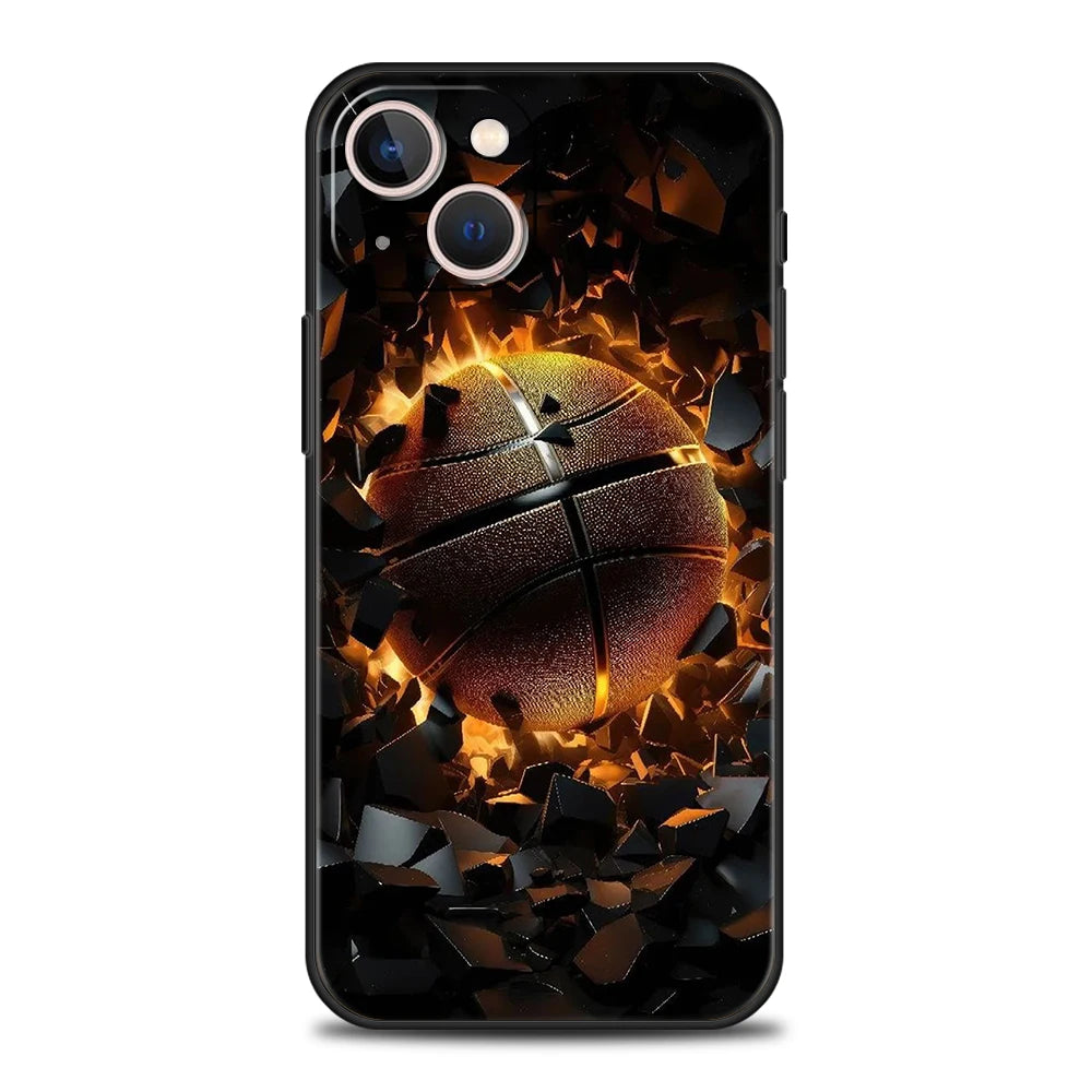 Football Sport Phone Case Cover for iPhone 15 14 13 12 Pro Max XR XS X 11 7 8 Plus SE 2020 13 Mini Silicone Soft Shell Capas Bag