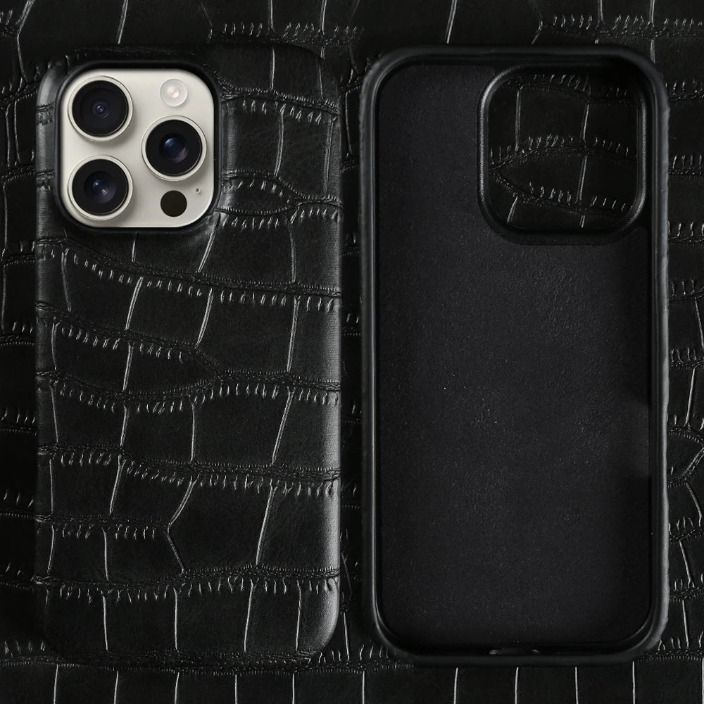 Luxury Crocodile Leather Phone Case For iPhone 17 Air 17e 16e 16 15 14 Plus 13 Mini 12 11 Pro Max Case Hard PC Protective Cover