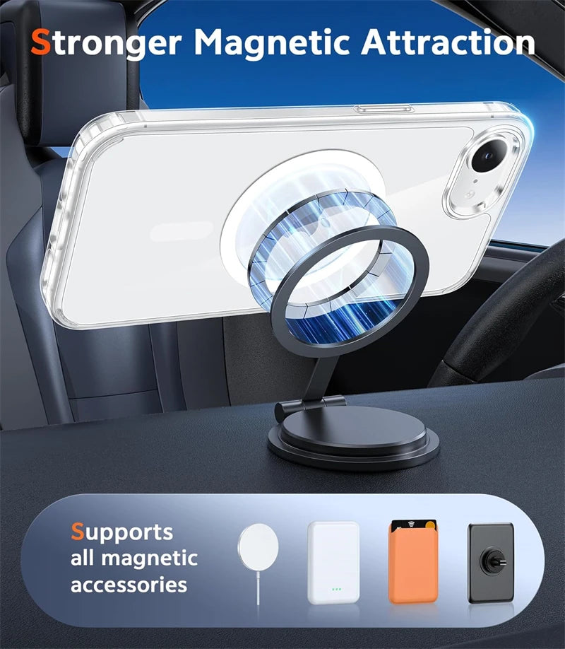 Magnetic Clear Phone Case for Magsafe IPhone Air 17 E 16 15 14 13 12 11 Pro Max Plus 17E 16E Mac Safe Transparent Bumper Cover