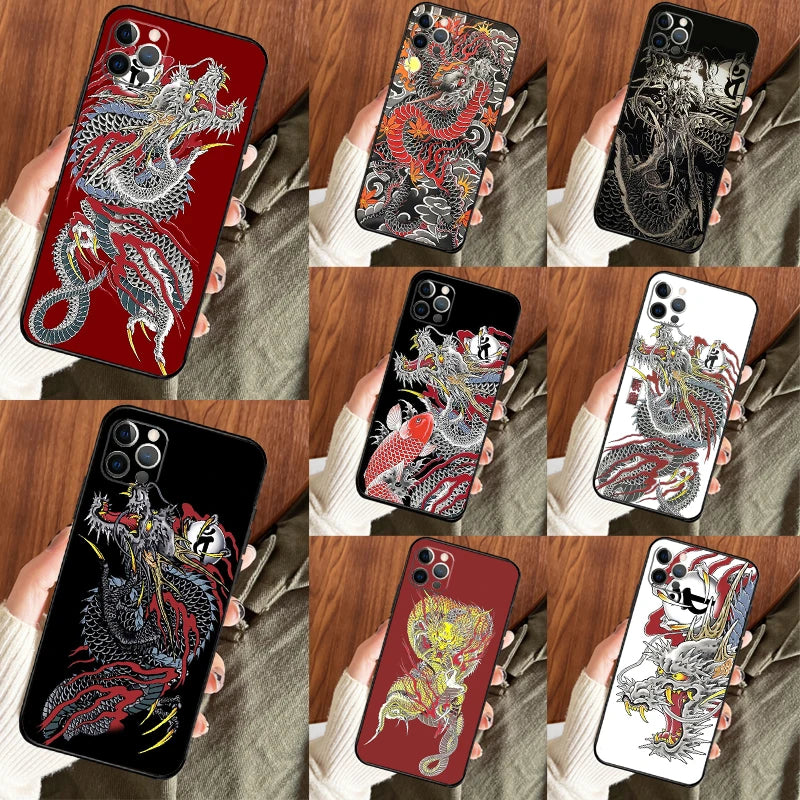 Yakuza Dragon Tattoo Phone Case For iPhone 13 12 Mini 11 14 15 16 Pro Max X XR XS Plus Bumper Cover
