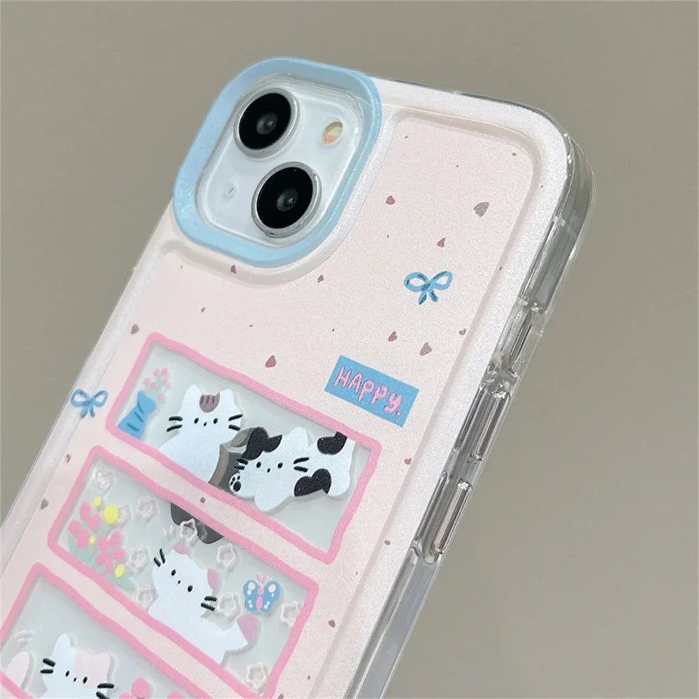 INS Korean Cute Flower Cat Bow Phone Case For Samsung Galaxy A55 A35 A25 A15 A05s A54 A24 A14 A06 A13 A53 A33 A23 4G 5G Cover