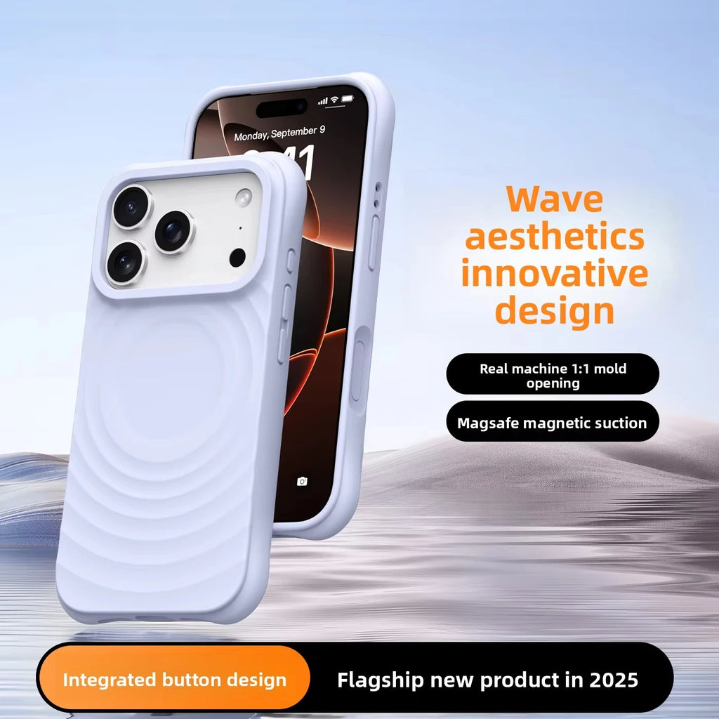 Water Ripple Silicone For Magsafe Wireless Charge Magnetic Phone Case For iPhone Air 17 16 15 14 13Pro Max Soft Shockproof Cover
