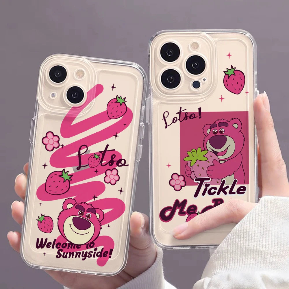 Disneys Pink Lotso Bear Phone Case for Samsung Galaxy A57 A56 A55 A54 A52 A37 A36 A26 A17 A16 A07 A06 4G 5G TPU Cover