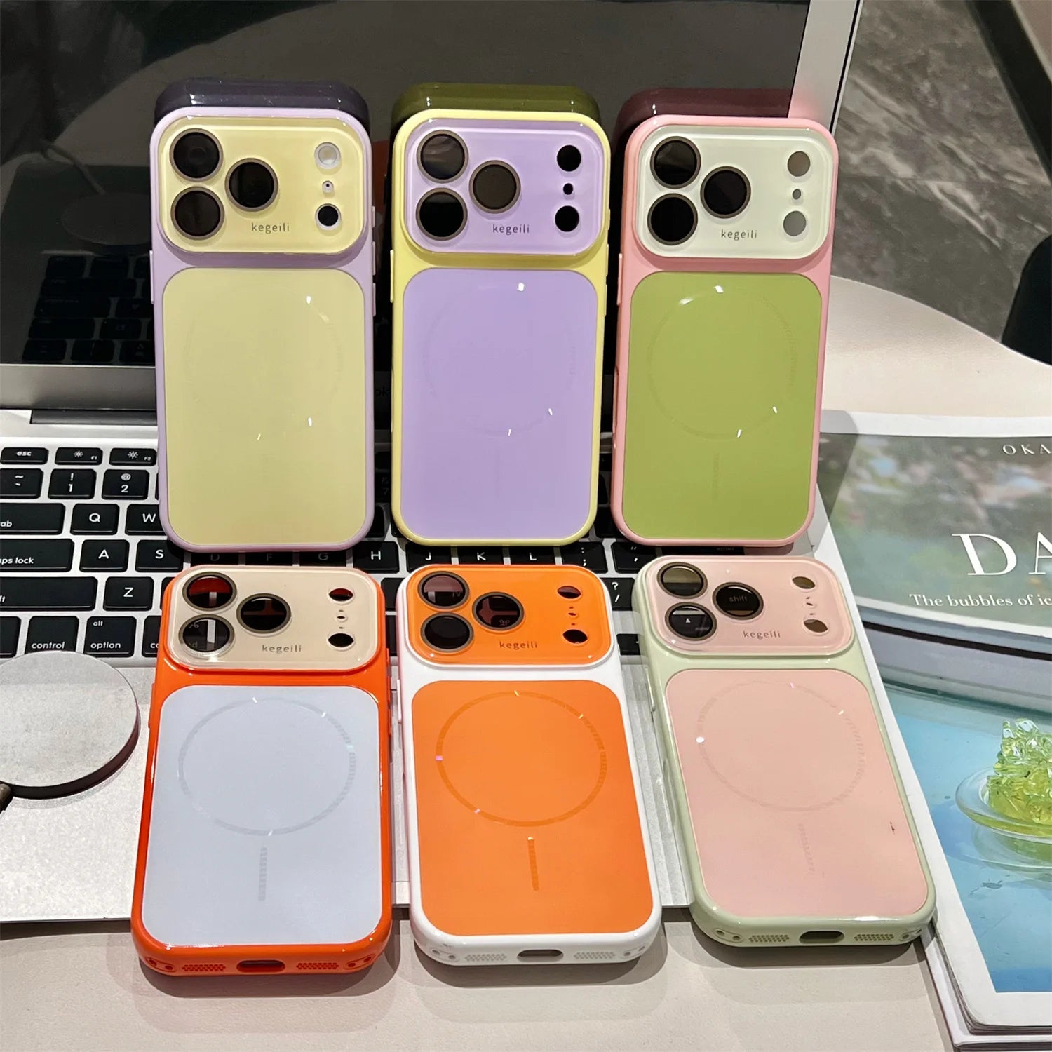 Candy Colour Large Window Matte Soft Silicone Phone Case for IPhone 17 16 15 14 13 12 Pro Max for Magsafe Magnetic Cover