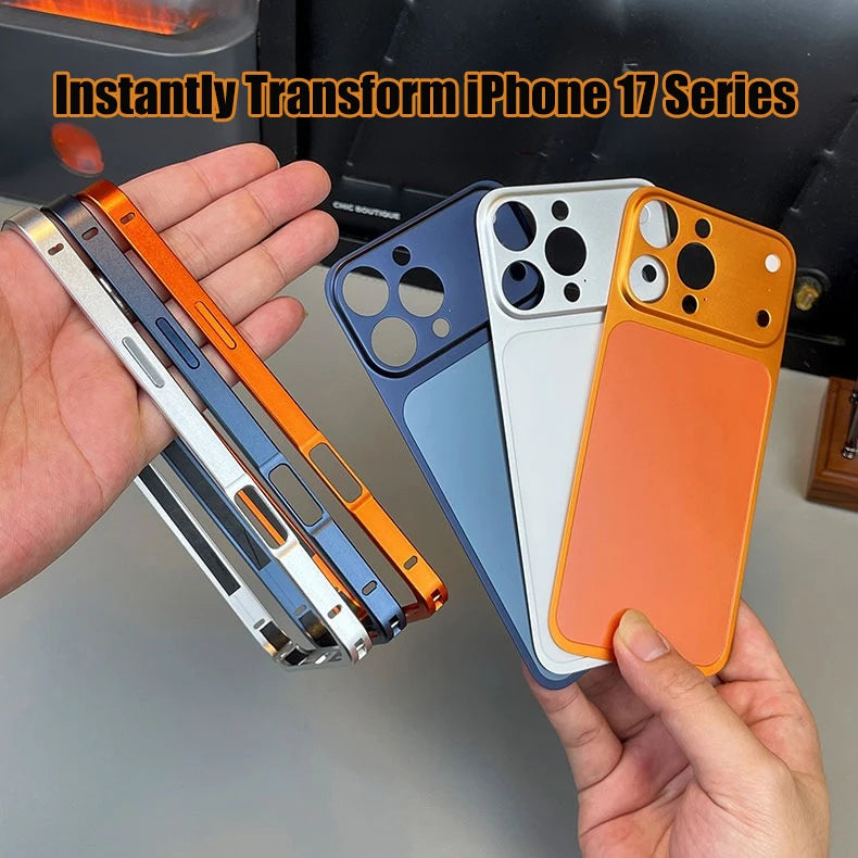 Original Alloy Frame Case For iPhone 16 15 14 13 Pro Max Instantly Transform 17 Pro Max with lens Glass Large Window Fundas Film