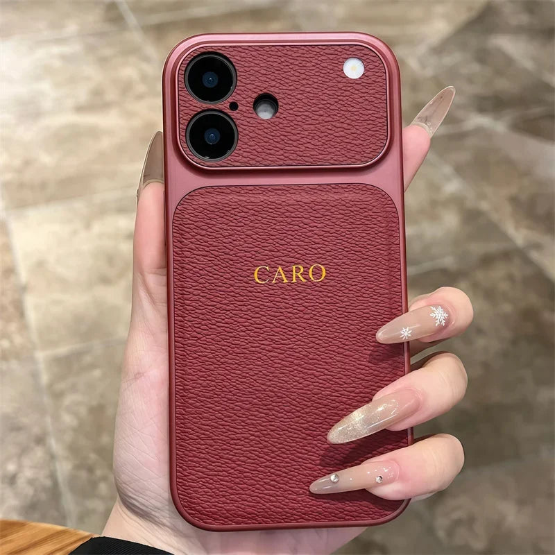 Personalise Gold Silver Initials Letter Leather Case For Iphone 15 14 13 17 pro max 14 16 Plus 17air Luxury Lens Protextion Case