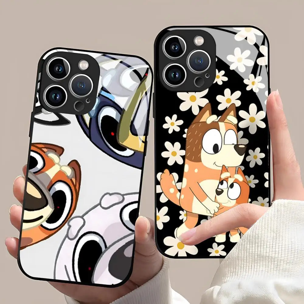 Cartoon Anime Blueys-S Phone Case For Iphone 17 16 15 14 13 12Pro Max Xr Air Plus Black Silver Hard Shell Cover