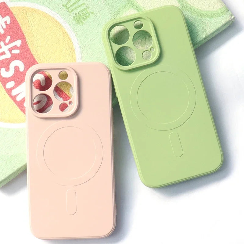 Original Liquid Silicone Case for iPhone 17 16 15 14 13 12 11 Pro Max Mini Plus 16e For Magsafe Magnetic Wireless Charge Cover