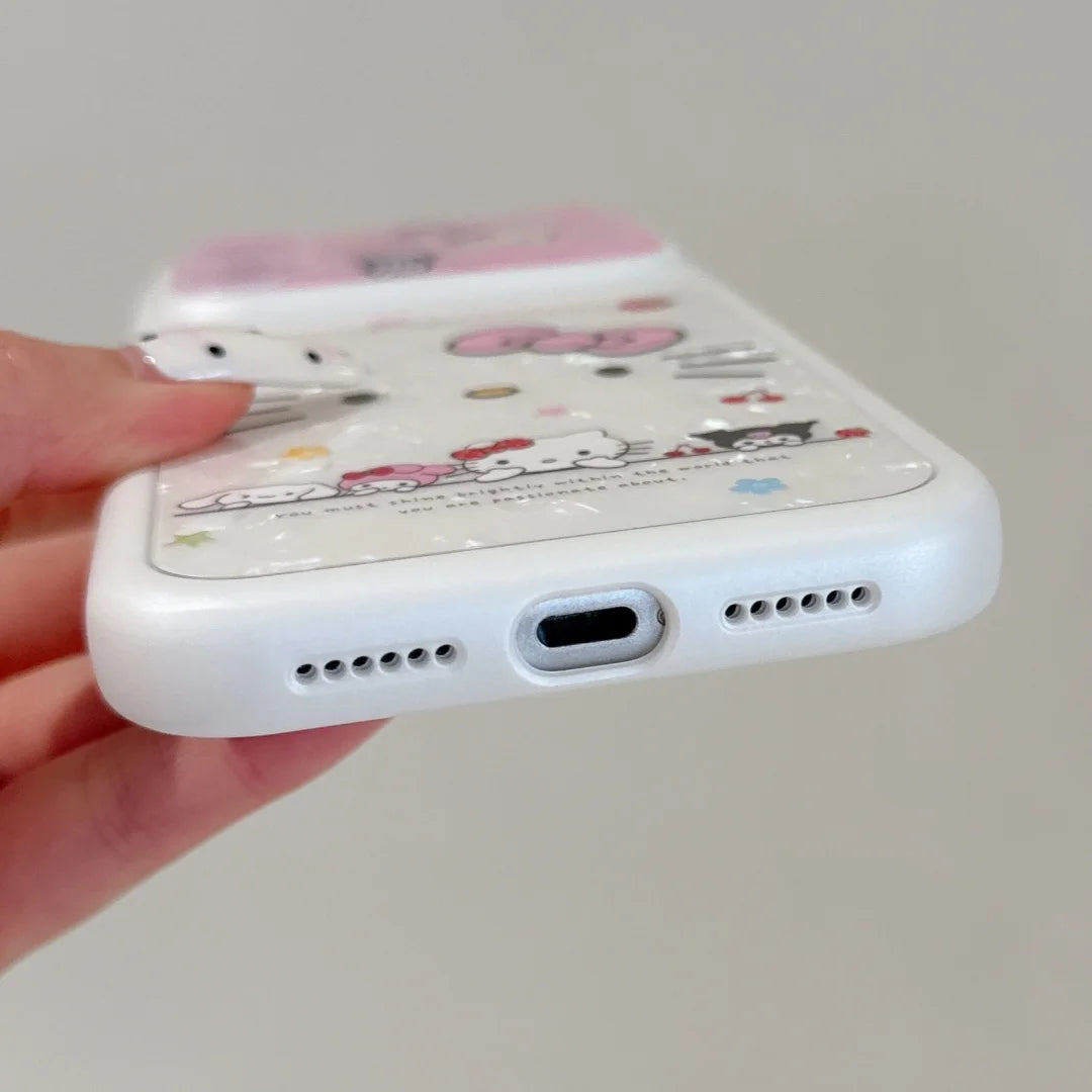 Cartoon Cat's ears Sanrio KT Shockproof Phone Case For iphone 17 16 15 Pro Max 17 Pro Luxury Lens Protective Acrylic Back Cover