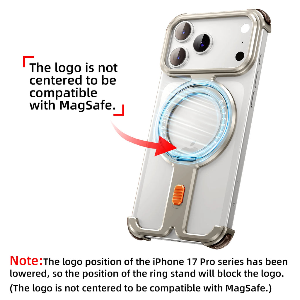 Eary for iPhone 17 Pro Max 17 Pro Phone Case Magnetic 360°Rotation Stand Frameless Shell for Magsafe Shockproof Protector Cover