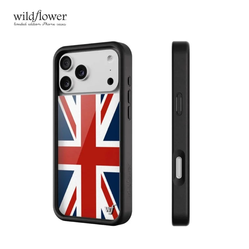 Wildflower Union Jack Phone Case for iPhone 17ProMax 12 13 14 15 16 17 Pro Max Plus Air Flag of London UK shockproof Cover