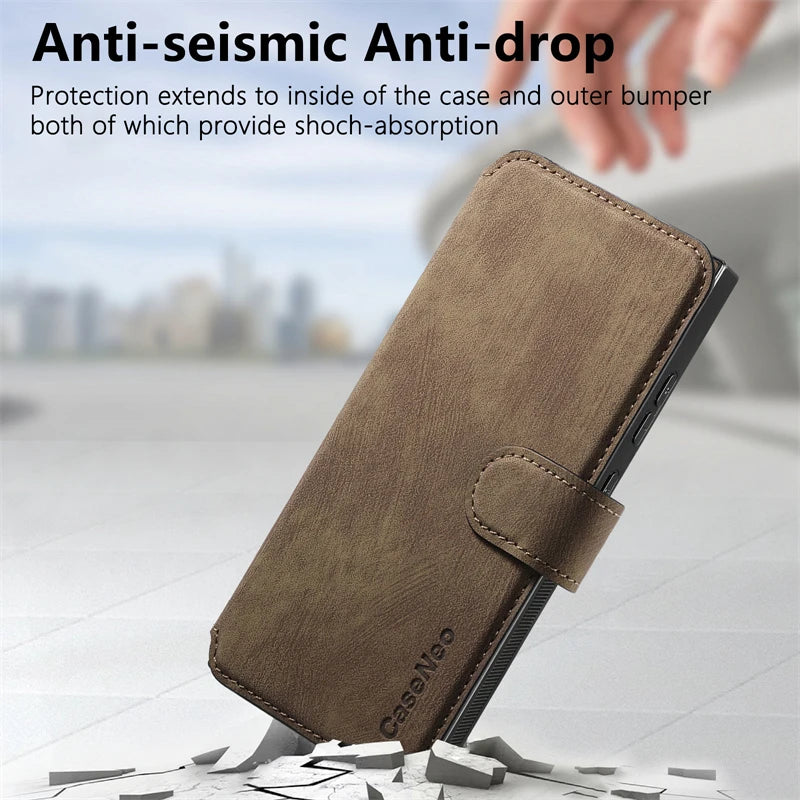 2 in 1 Magnetic Flip Leather Case for Samsung Galaxy S25 Edge S24 Ultra S23 S22 Plus S21 Fe S25Edge Magsafe Card Wallet Cover