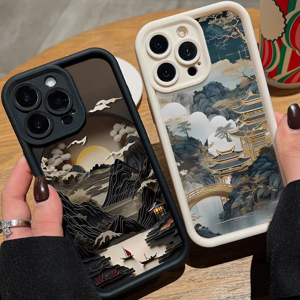 Landscape pavilions towers Phone Case for Xiaomi Mi 15 14 14T 13 12T 11 Lite Poco C61 X5 X4 M6 F5 F4 Pro 4G 5G Soft Cover Funda