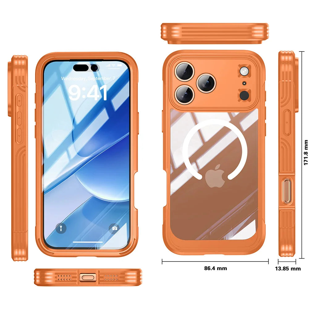 360° Fully Protected Double-sided Transparent Magnetic Case For iPhone 17 Pro Max&Air For MagSafe Wireless Charging Back Cover