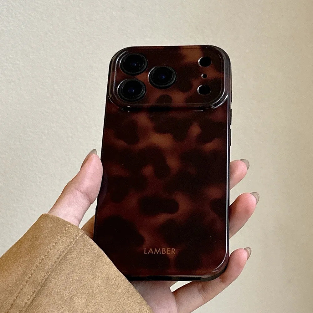 Amber Retro Leopard Print Phone Case For iPhone 17 16 15 14 13 12 11 Pro Max 15 Plus 17Air Shockproof Dustproof Soft Back Cover