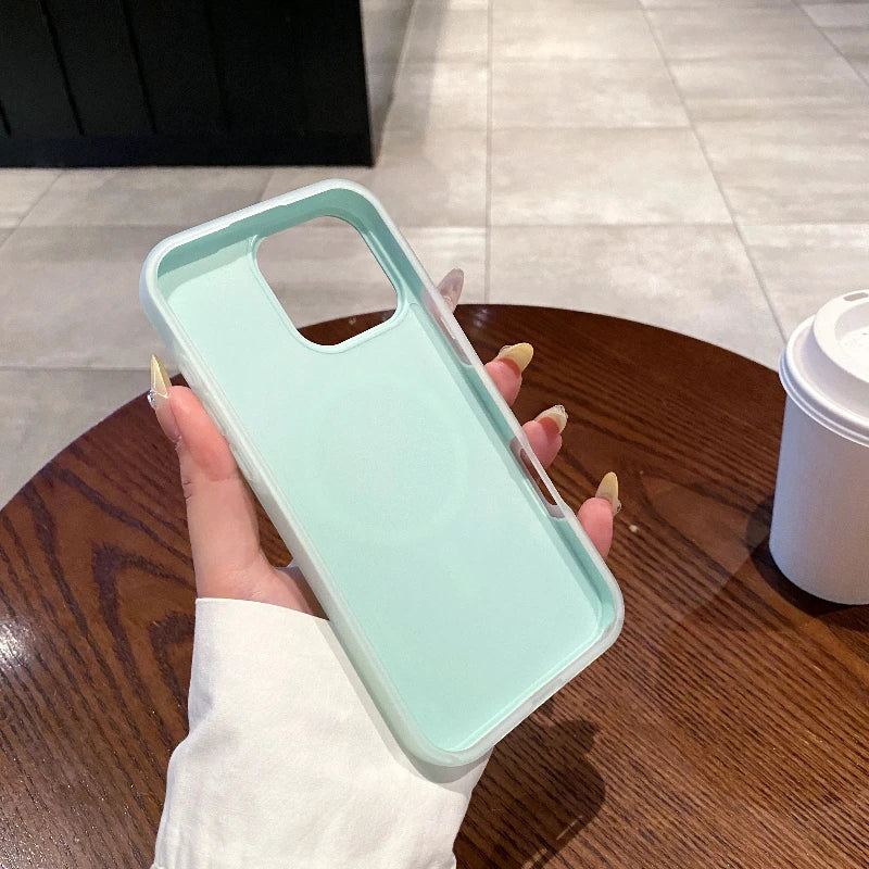 Luxury Candy Color 2 IN 1 Soft Case For Magsafe For iPhone 17 Air 16 15 14 13 12 Pro Max Magnetic Wireless Charge Matte Cover