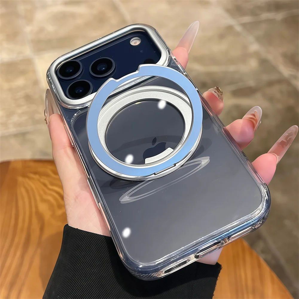 Luxury Magnet Ring Rotating Folding Magnetic Stand Phone Case For iPhone 17 16 15 14 13 Pro Max Air Anti-slip Frame Armor Cover