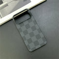 Slim Carbon Fiber Shockproof Matte Case for iPhone 17 Pro Max 16 15 14 13 Luxury Checkered Pattern Contrast Color Bumper Cover