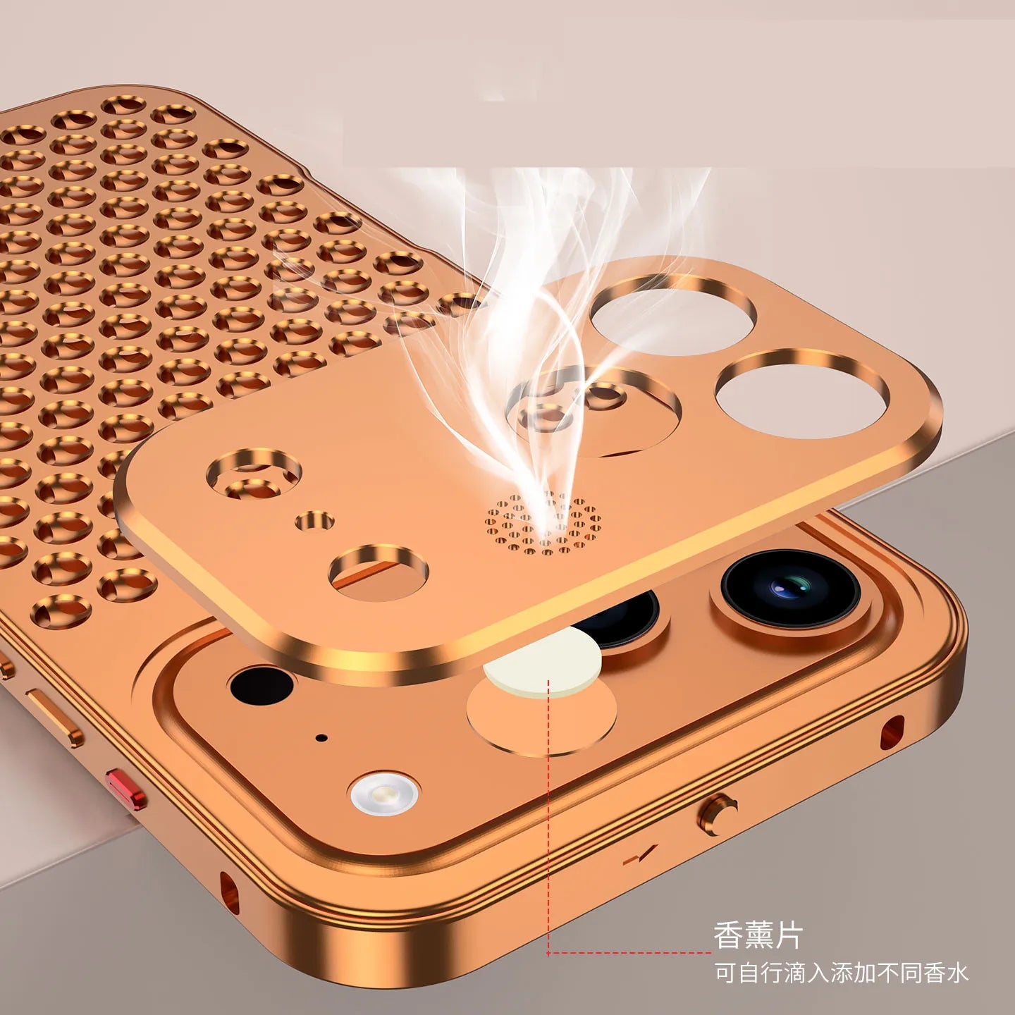 Metal Cooling Hollow Aluminum Phone Case For iPhone 17 Pro Max Aroma Diffuser Heat Dissipation Cover Funda For iPhone 17 Pro