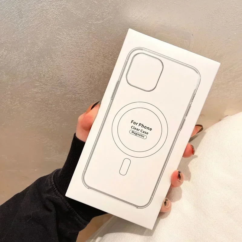 Original For Magsafe Magnetic Wireless Charging Phone Case For iPhone 16 15 14 13 12 11 ProMax Mini X XR XS 7 8Plus Clear Cover