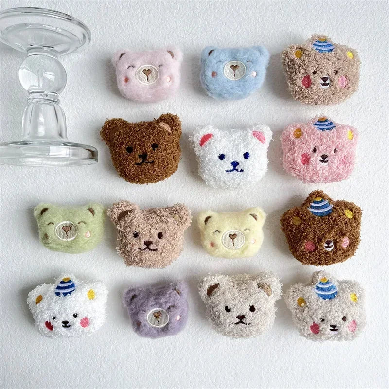 Cute Bear Fur Funny Fluffy Plush Folding Grip Phone Holder for IPhone 15 Samsung Support Tok Socket Pocket Finger Griptok Stand